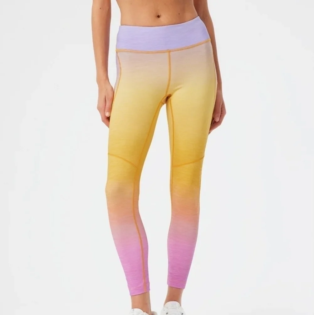 Outdoor Voices Purple, Yellow & Pink Ombre Leggings - Size XL